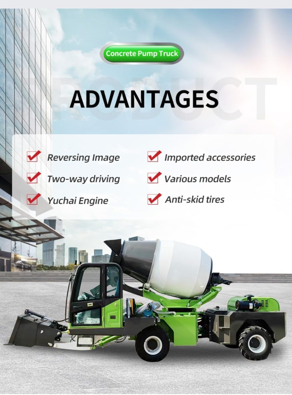 Self Loading Concrete Mixer Truck Automatic Feeding Mobile Cement Mixing Machine with Hydraulic Discharge, Portable High Efficiency Construction Equipment for Road, Building, and Rural Projects