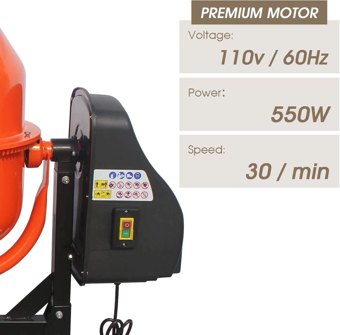 Portable 5 Cubic Ft Concrete Cement Mixer 4/5 HP 600W Adjustable Tilt,Heavy Concrete Mud Mixer Tools with Wheel and Stand,Electric Concrete Mixer for Mortar Stucco Seeds DIY Construction and Fodder
