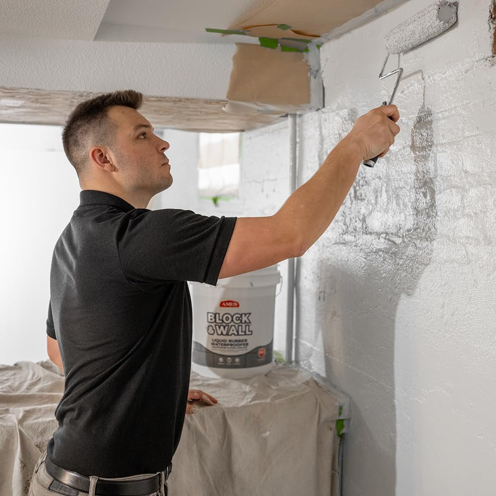 Ames Block & Wall™ Liquid Rubber Waterproofer Multi-Purpose Coating & Sealant - 1 Gallon - Perfect to Use as Concrete Sealer and Waterproofer for Basements and Foundations - Made in the USA, White