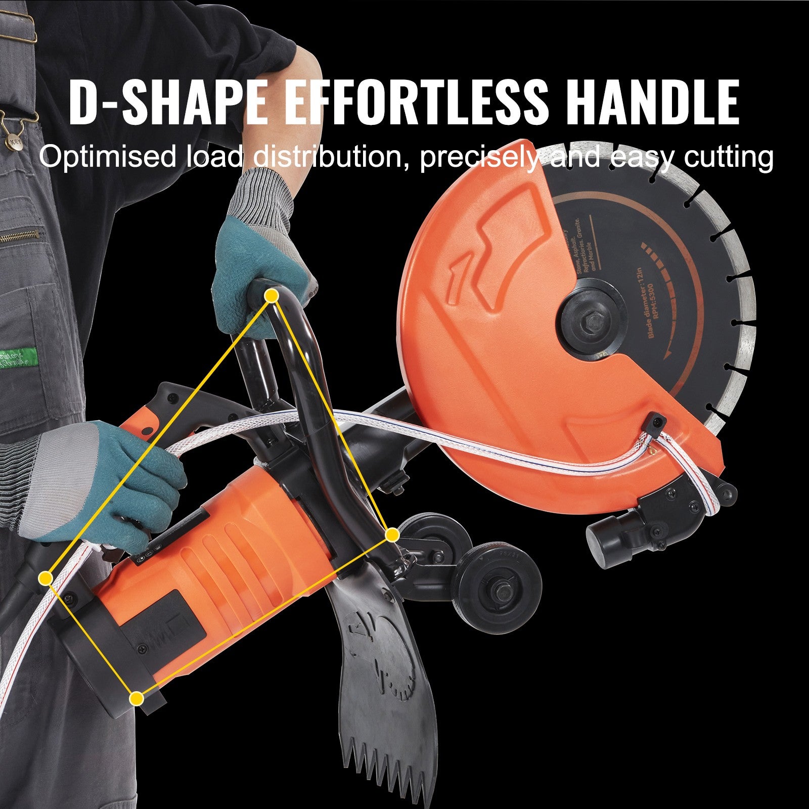 12'' Electric Concrete Saw Wet/Dry Saw Cutter with Water Pump and Blade
