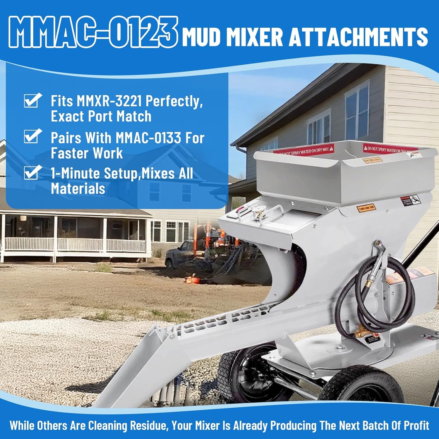 Upgrade MMAC-0123 Mud Mixer Hopper Extension, Pairs with MMAC-0133 for MMXR-3221 Mixers, Expands Capacity from 120 to 300 Lbs, Ldeal for Large Construction & Site Renovations