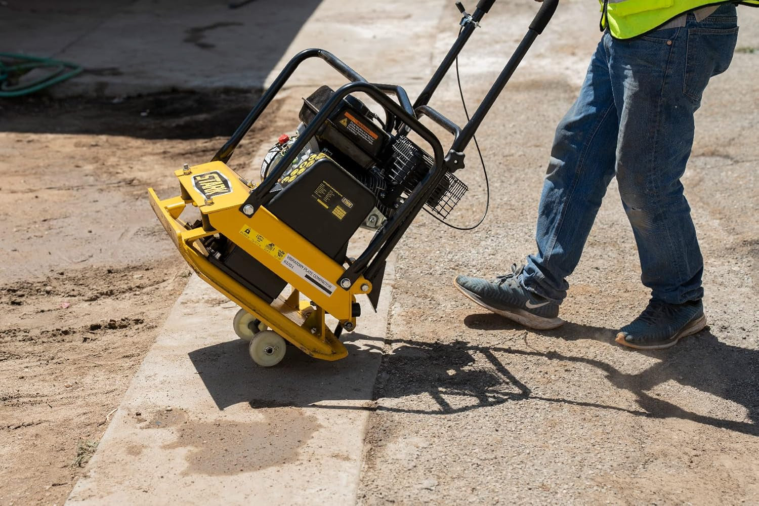 Stark USA Stark 6.5Hp Walk-Behind Vibration 21Inches X 21Inches Plate Compactor 2248Lbs Force 196Cc Engine Motor Vibratory Tamper Power Paver
