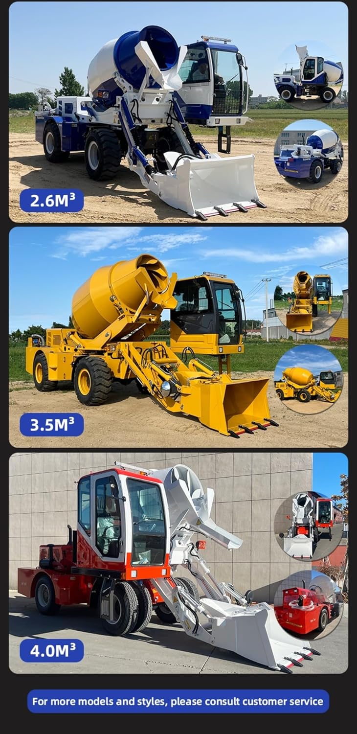 Mobile Self-Loading Concrete Mixer Truck High-Efficiency Cement Mixing Machine with Automatic Feeding Hydraulic Discharge, Portable 4X4 Construction Equipment for Road Building Construction Projects