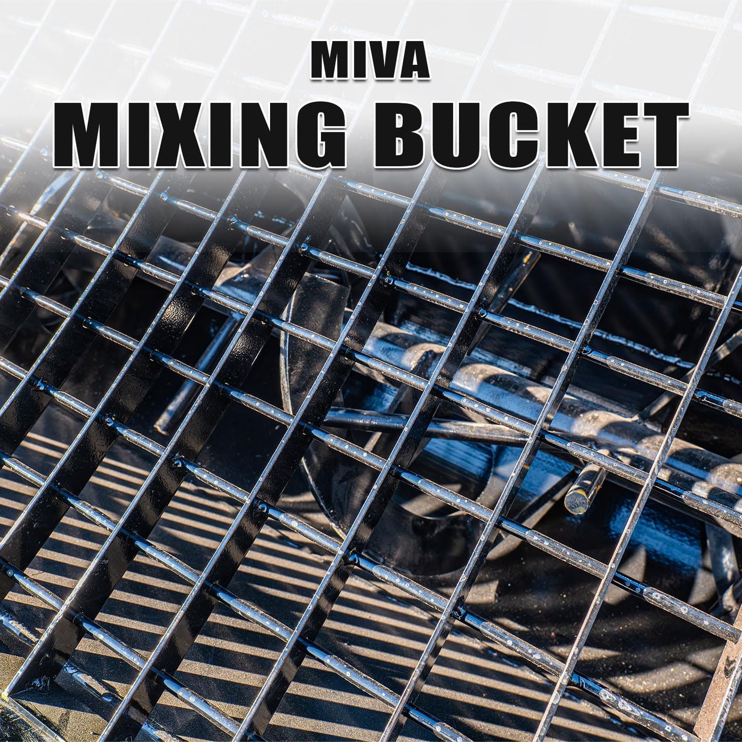 MIVA 48 Inch Concrete Mixer Attachments for Skid Steer, 1220 Mm Heavy-Duty Hydraulic Mixing Bucket, 350L Cement Auger Bucket Removable Screen Compatible with Bobcat Skid Steer Loader
