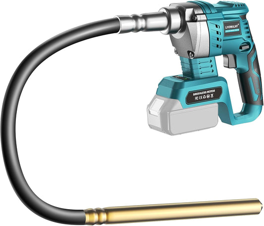 LIVOWALNY Handheld Concrete Vibrating Tool Compatible with Makita 18V Battery, 600W Cordless Electric Concrete Vibrator W/3.8Ft Shaft Rod, Portable Pencil Cement Vibrarator Remove Bubble Mix Concrete
