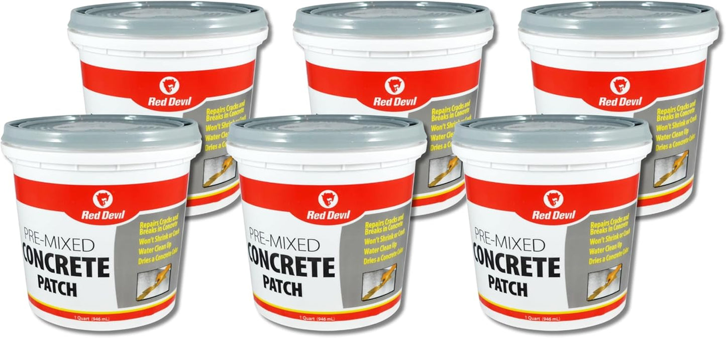Red Devil 0644 Concrete Repair Patch, Cement Crack Fillter, Pre-Mixed, 1 Quart, Pack of 1, Gray, Made in USA