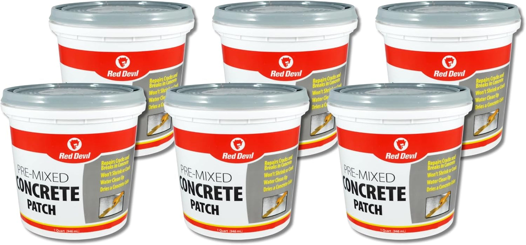 Red Devil 0644 Concrete Repair Patch, Cement Crack Fillter, Pre-Mixed, 1 Quart, Pack of 1, Gray, Made in USA