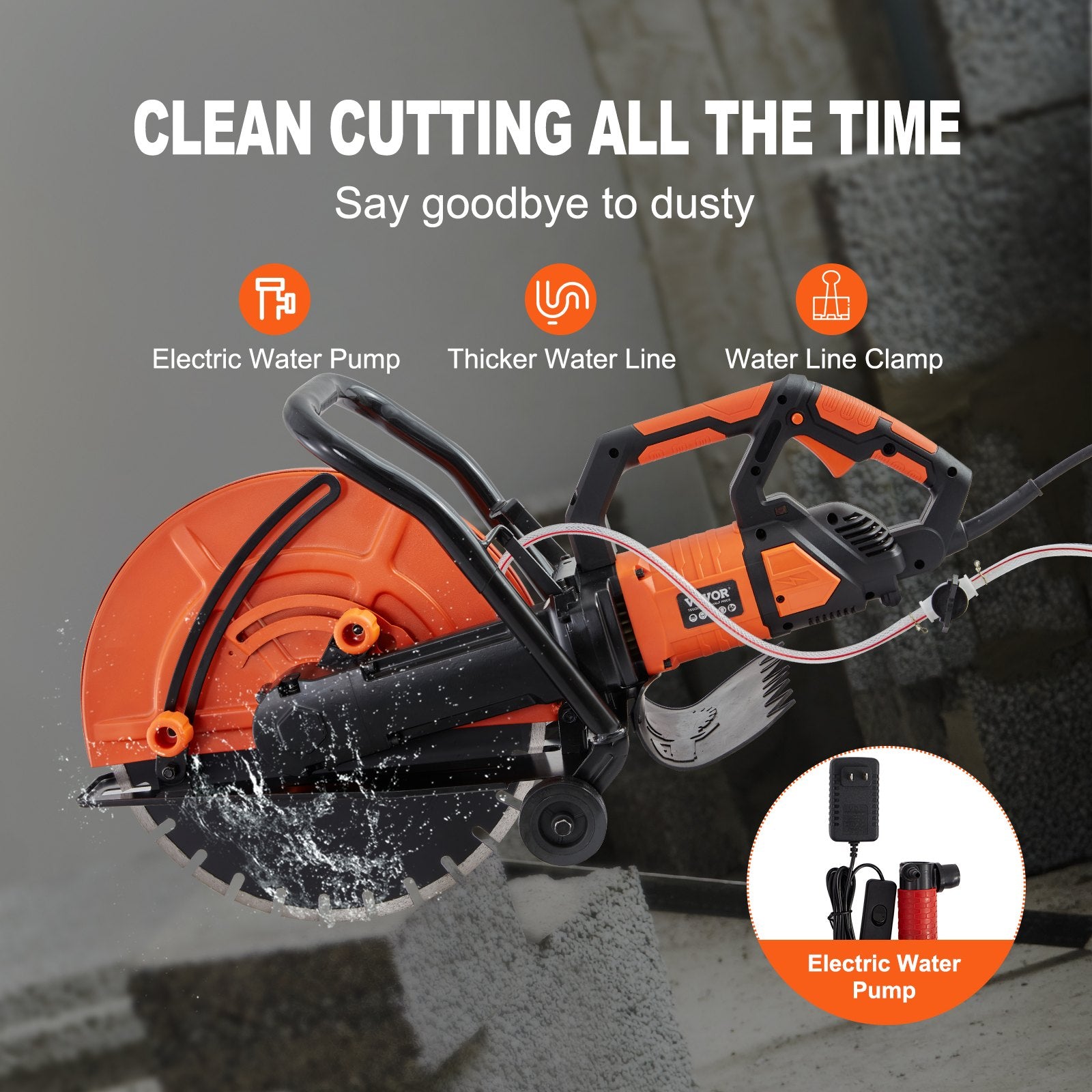 Electric Concrete Saw, 16 In, Brick