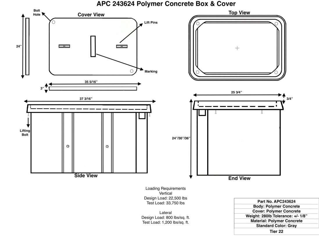 24X36X24 Polymer Concrete Tier 22 Handhole Vaults, Price Is for 6 Hand Holes
