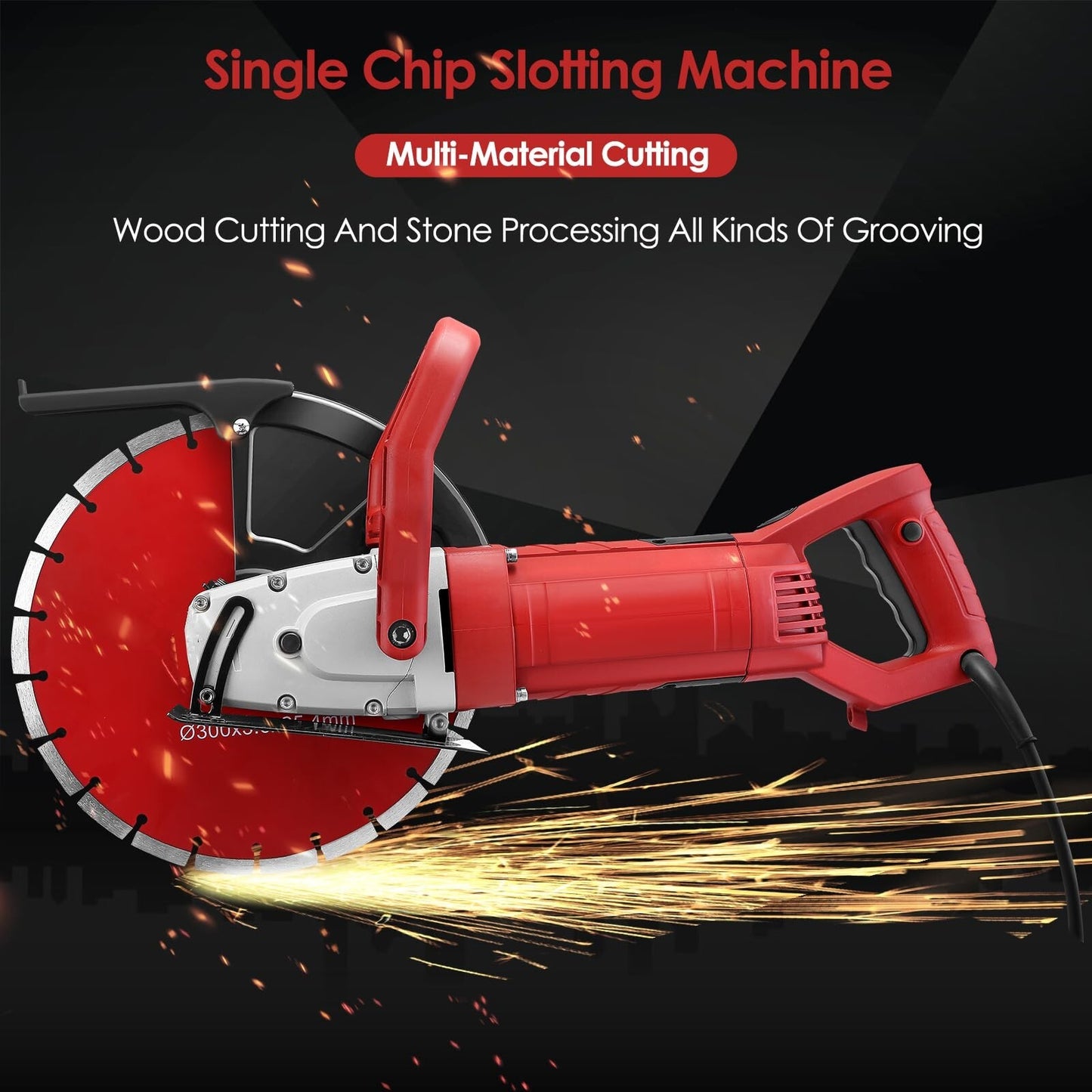 14" Circular Concrete Cut off Saw Wet Dry Concrete Saw Cutter W/Water Pump&Blade