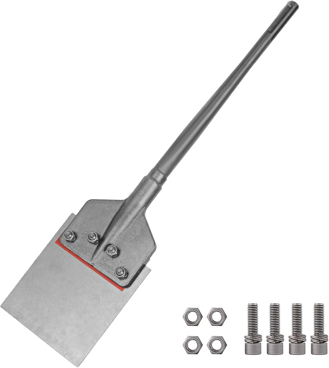 65A Shank 6 Inch Wide Floor Scraper Chisel Bit - 24" Long Alloy Steel Jack Hammer Drill Bit Blade Scraper, Spring-Loaded Bolt Reinforcement, Removal Tools for Tile Thinset Hardwood Adhesive