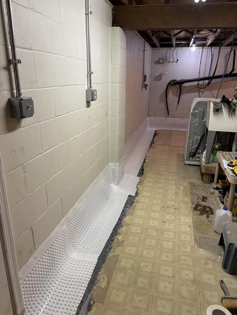 Whitecap Dimple Drainage Matting, 4' X 50' - Improves Water Movement and Drainage - Waterproof Moisture Barrier Foundation Wrap and Floor Underlayment - Vapor Barrier Waterproof Membrane