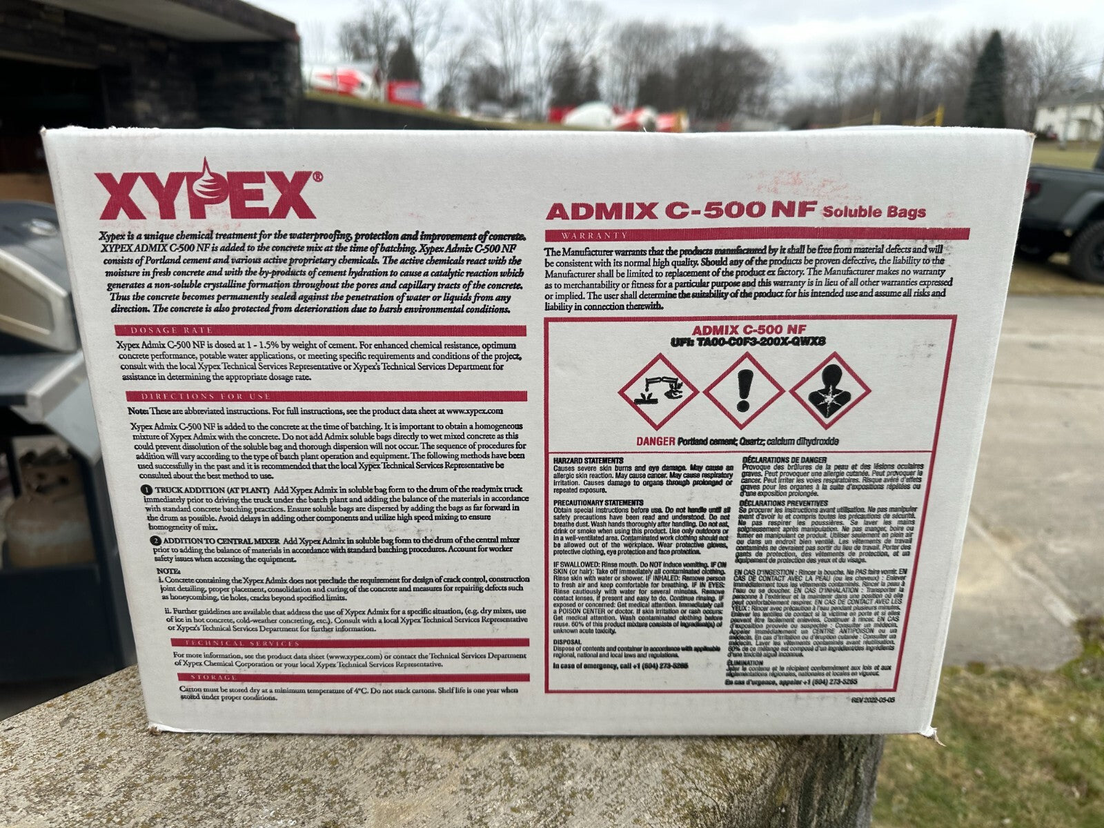 XYPEX Admix C - 500NF 7# Water Soluble Bag Concrete Waterproofing 1 Box = 6 Bags