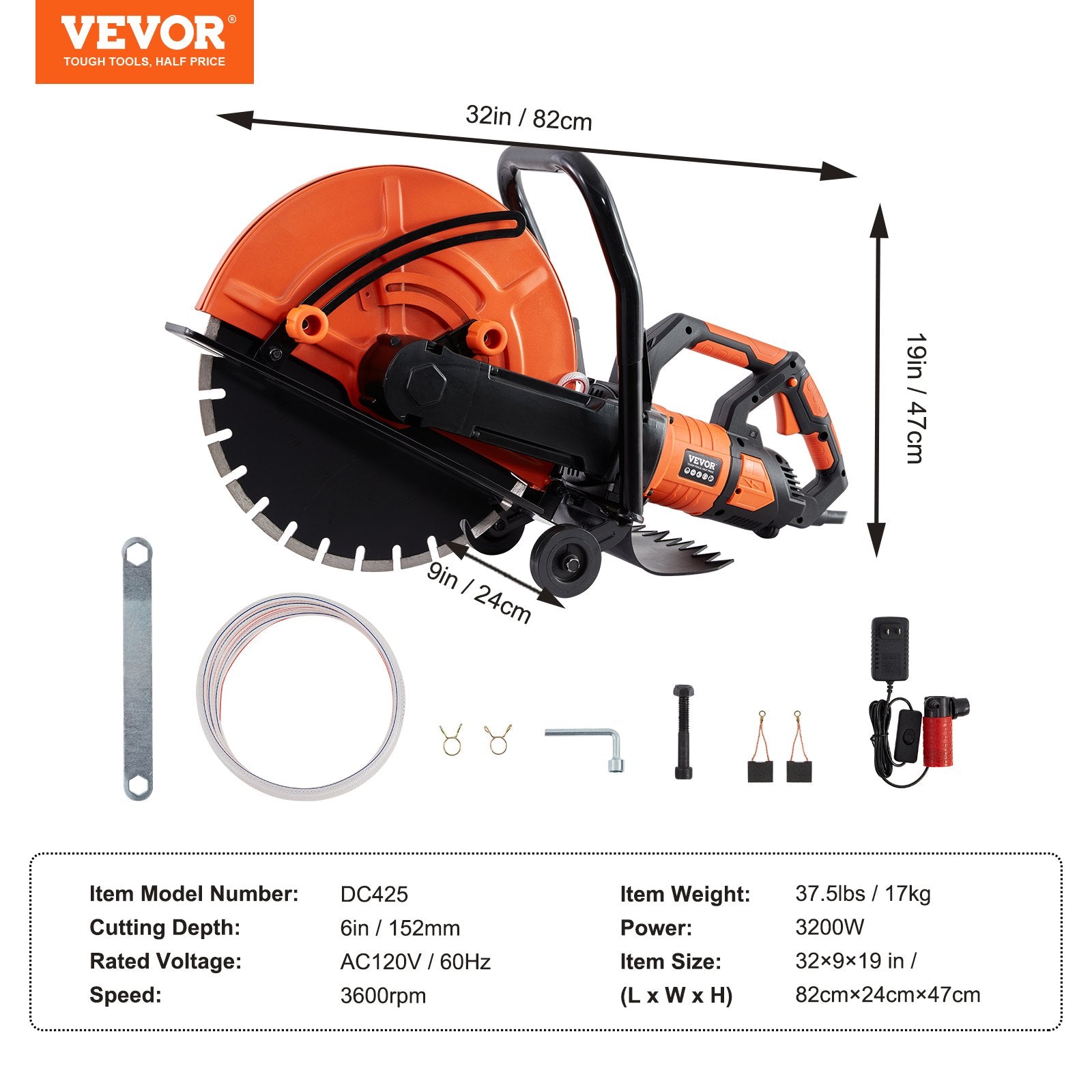 Electric Concrete Saw, 16 In, Brick