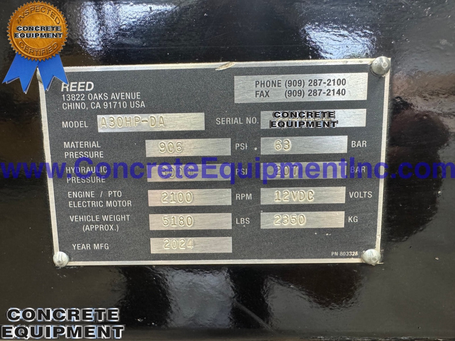 REED A30HP Demo Concrete Pump 2024 / 250 Hours! Schwing Putzmeister Type