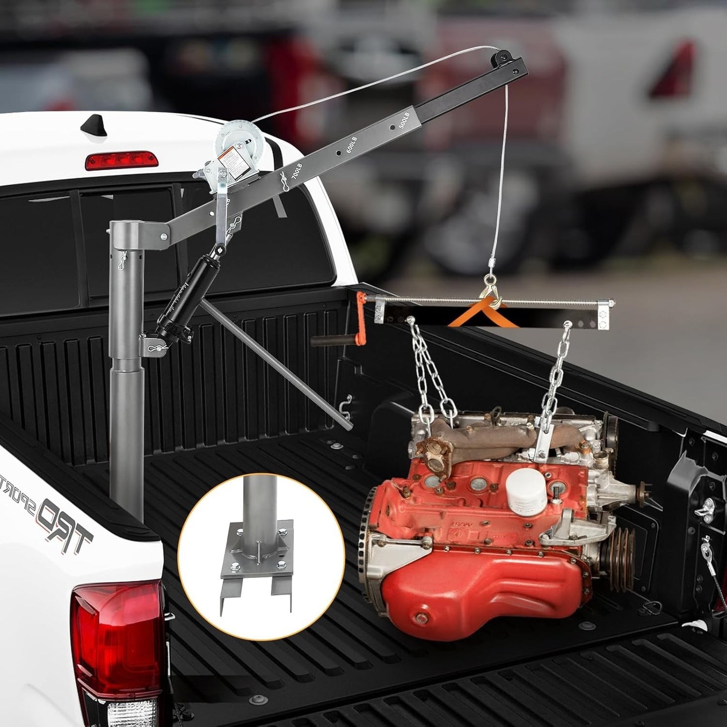 1000 Lbs Pickup Truck Crane Hydraulic Truck Bed Crane Hoist with Manual Winch