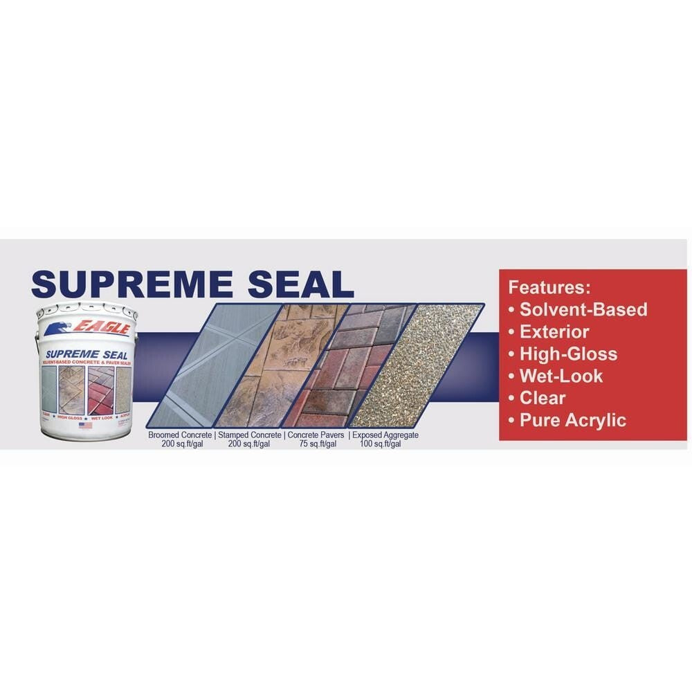 NEW 5 Gal. Supreme Seal Clear High Gloss Solvent-Based Acrylic Concrete Sealer