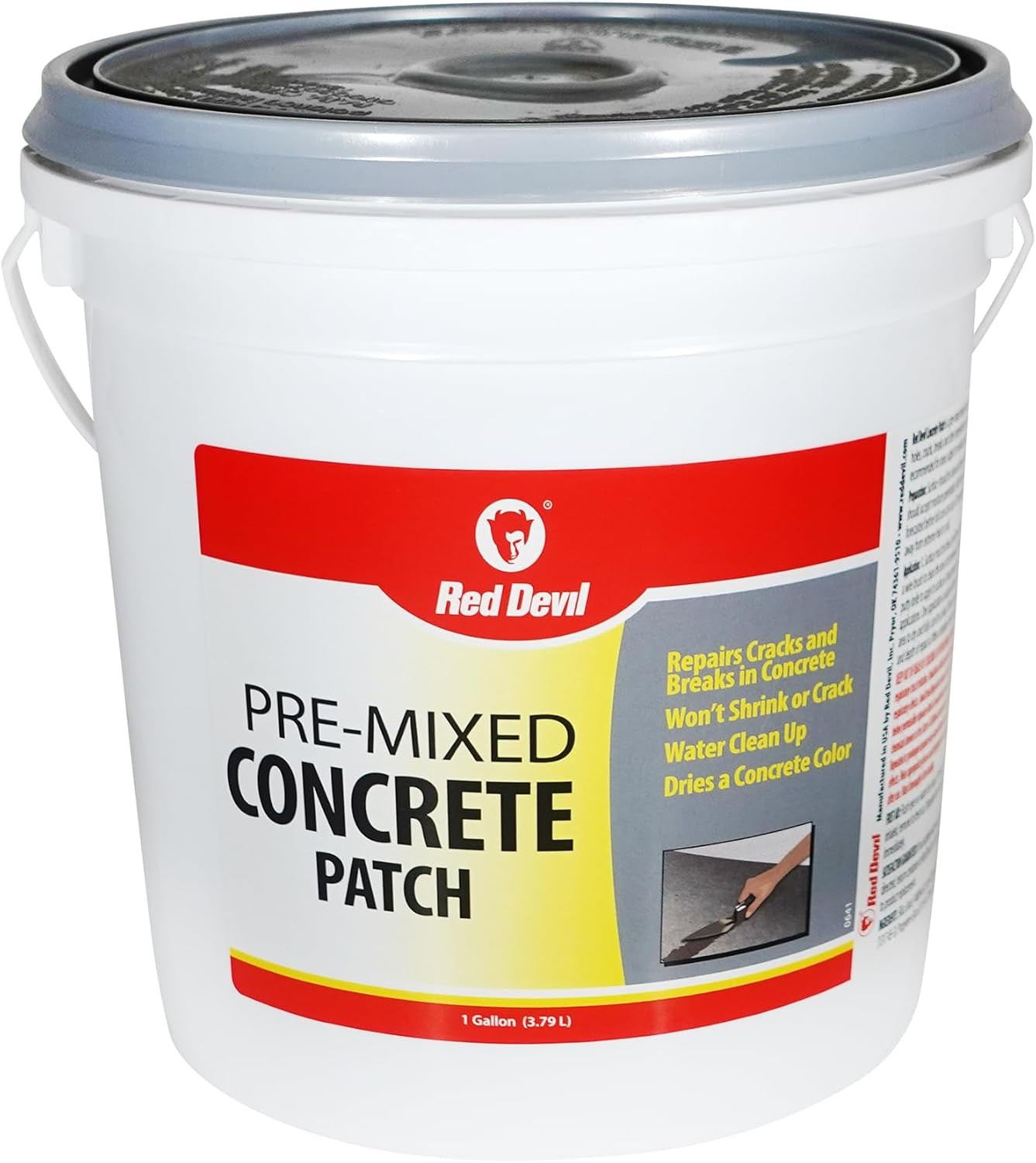 Red Devil 0644 Concrete Repair Patch, Cement Crack Fillter, Pre-Mixed, 1 Quart, Pack of 1, Gray, Made in USA
