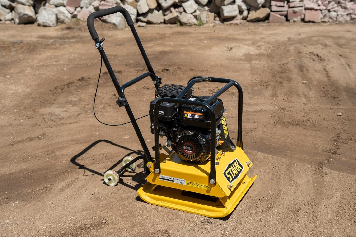 Stark USA Stark 6.5Hp Walk-Behind Vibration 21Inches X 21Inches Plate Compactor 2248Lbs Force 196Cc Engine Motor Vibratory Tamper Power Paver