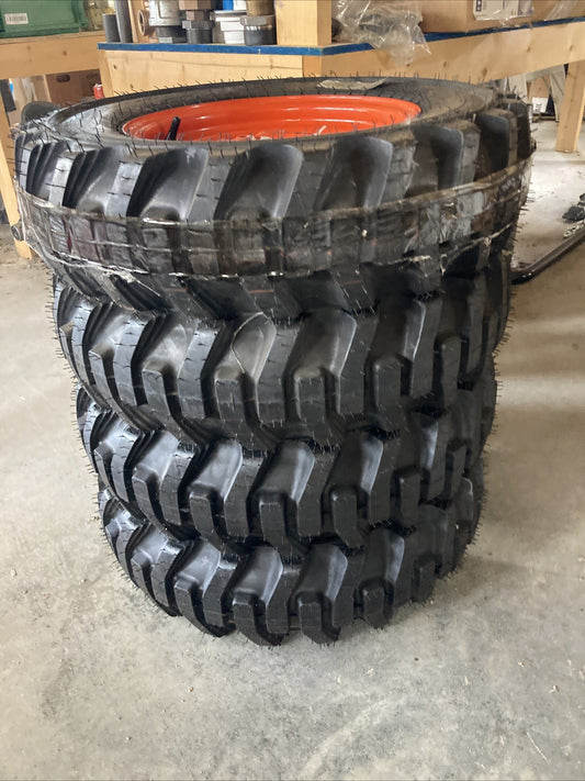4 Pack- 5.70-12 Galaxy XD2010 Skid Steer Tires/Rims for New Holland L250 & L255