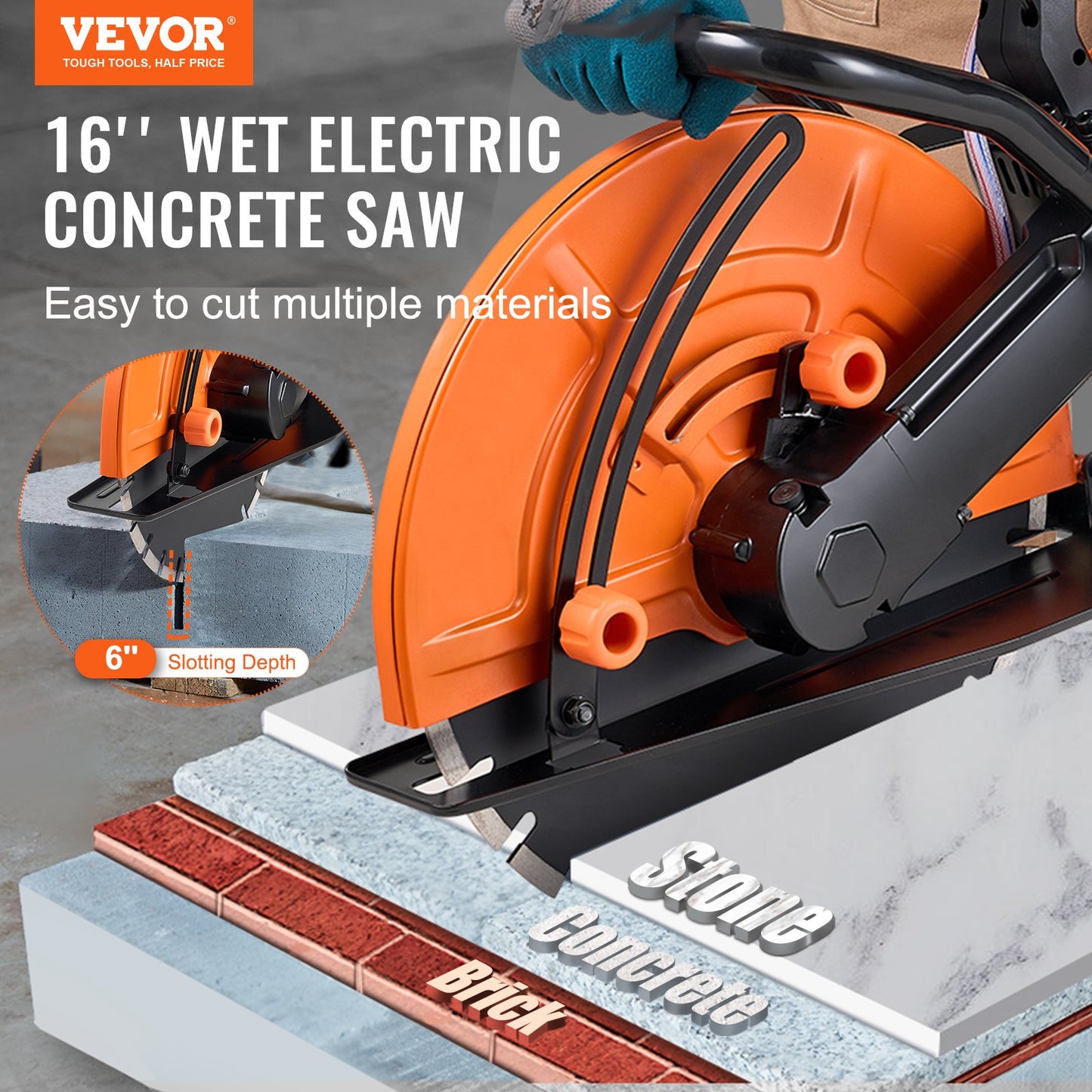 Electric Concrete Saw, 16 In, Brick