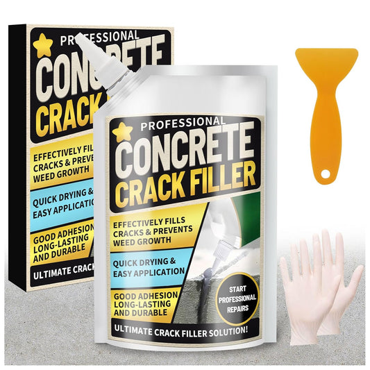 Concrete Crack Filler, High Elasticity Cement Crack Filler, Self Leveling Concrete Slab Repair Sealant for Driveway, Walkway, Patio, Waterproof Caulking Glue for Joint, Outdoor - 17.6 Floz
