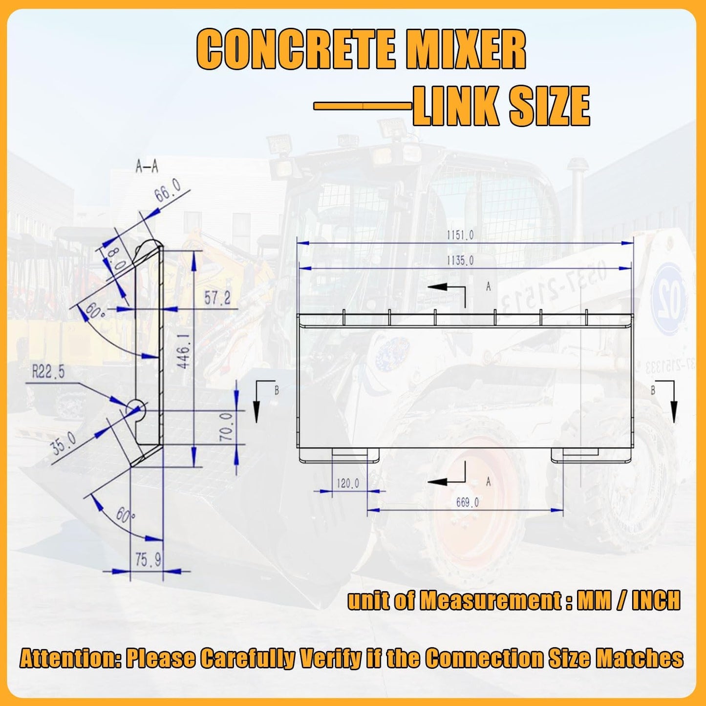 MIVA 48 Inch Concrete Mixer Attachments for Skid Steer, 1220 Mm Heavy-Duty Hydraulic Mixing Bucket, 350L Cement Auger Bucket Removable Screen Compatible with Bobcat Skid Steer Loader