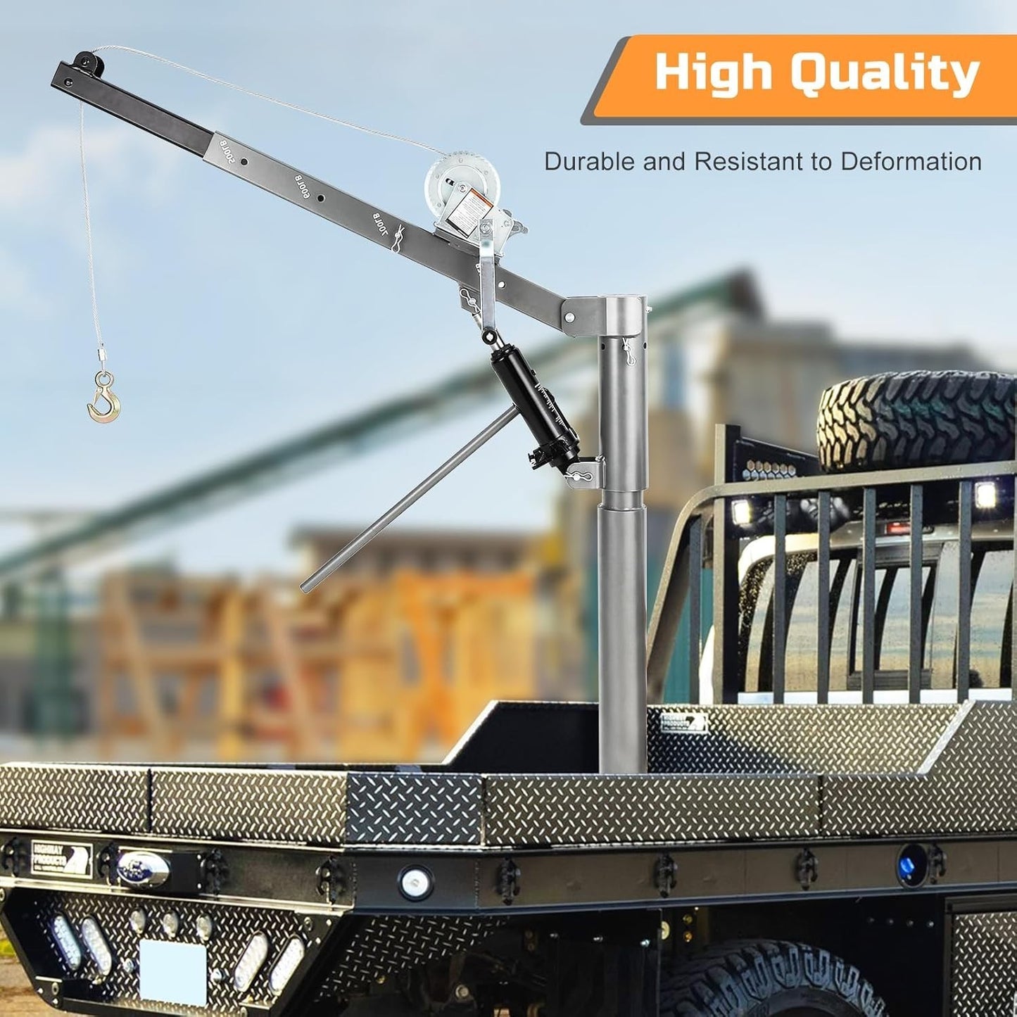 1000 Lbs Pickup Truck Crane Hydraulic Truck Bed Crane Hoist with Manual Winch