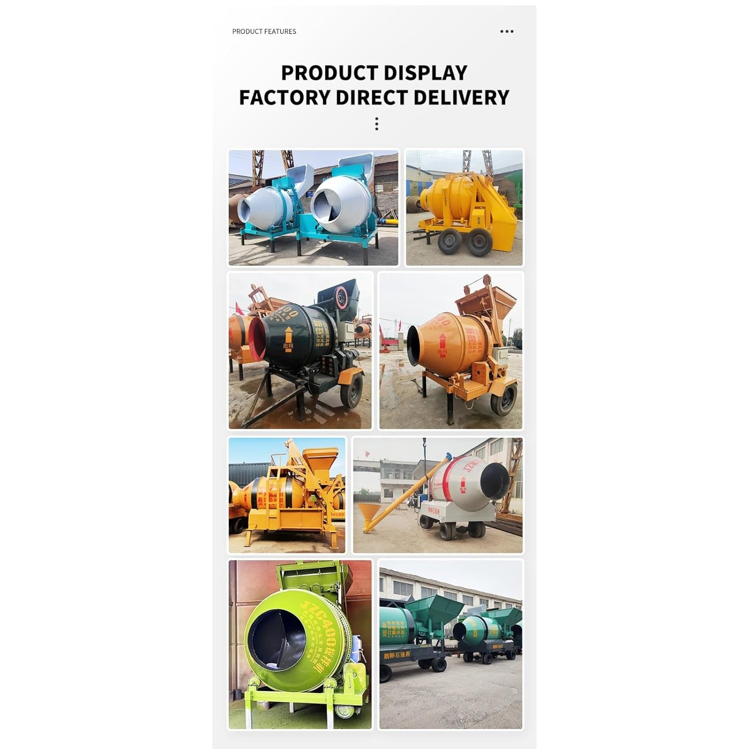 Mobile Concrete Mixers with Drum and Discharge Chute for Ready-Mix Concrete Applications and Mixing Materials on Industrial Sites, Construction Projects and in Remote Locations