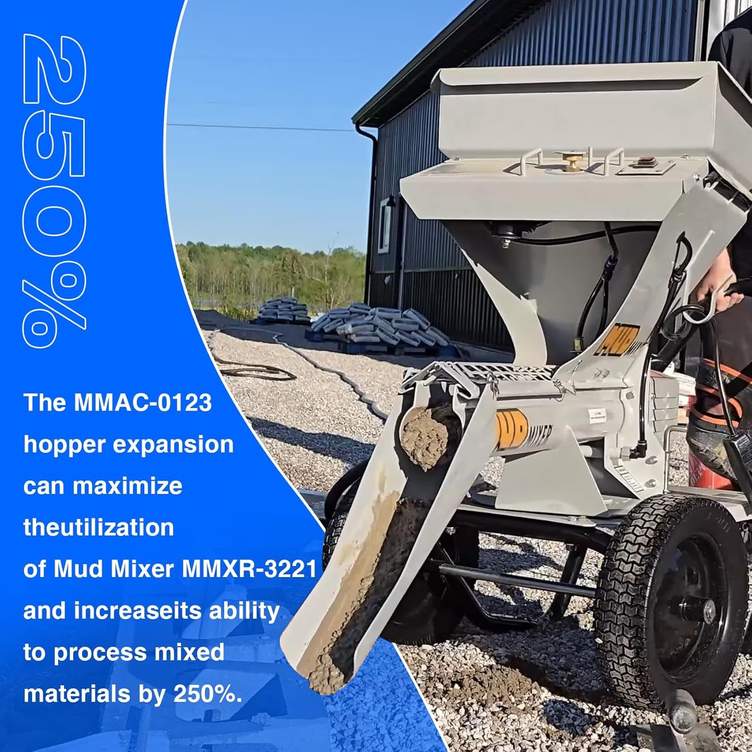 MMAC-0123 Hopper Extension for MMXR-3221 Cement Mixer, Compatible with Mud Mixer, Increase the Hopper Capacity of the from 120 Pounds of Dry Mix to 300 Pounds, Perfect Part for Concrete Projects