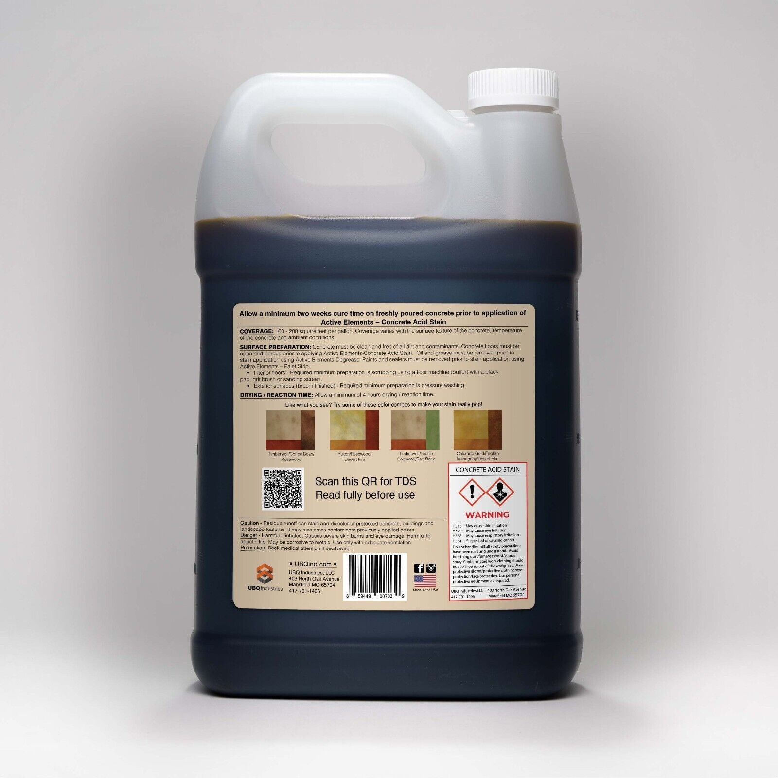 Concrete Acid Stain Decorative Concrete Dark Red to Brown 1 Gallon Rosewood