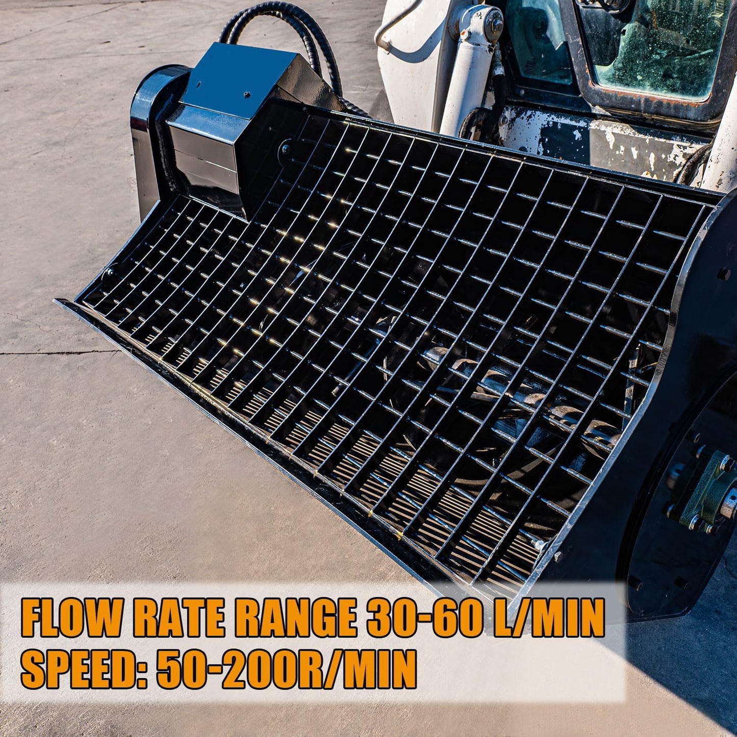 MIVA 48 Inch Concrete Mixer Attachments for Skid Steer, 1220 Mm Heavy-Duty Hydraulic Mixing Bucket, 350L Cement Auger Bucket Removable Screen Compatible with Bobcat Skid Steer Loader