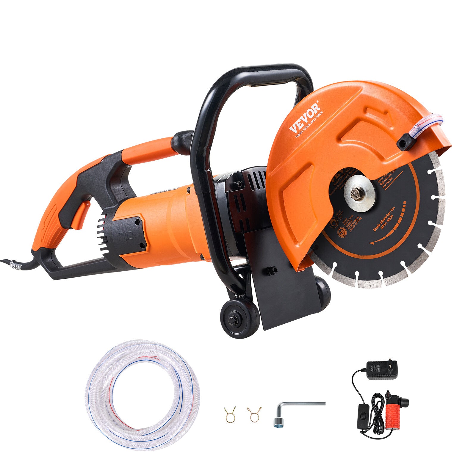 9'' Electric Concrete Saw Wet/Dry Saw Cutter with Water Pump and Blade