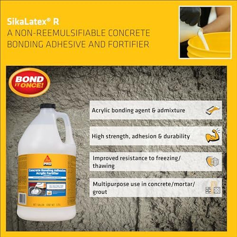 SIKA - Sikalatex R - Concrete Adhesive Glue, White - Admix for Assorted Sizes