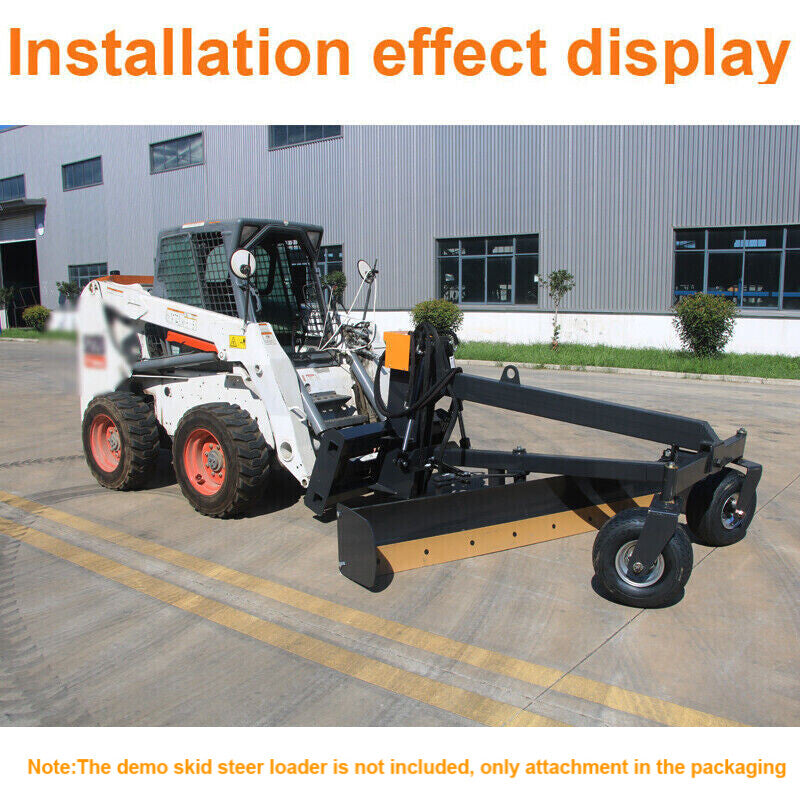 Landhonor 96'' Skid Steer Grader Attachment Grading Hydraulic Blade Quick Attach