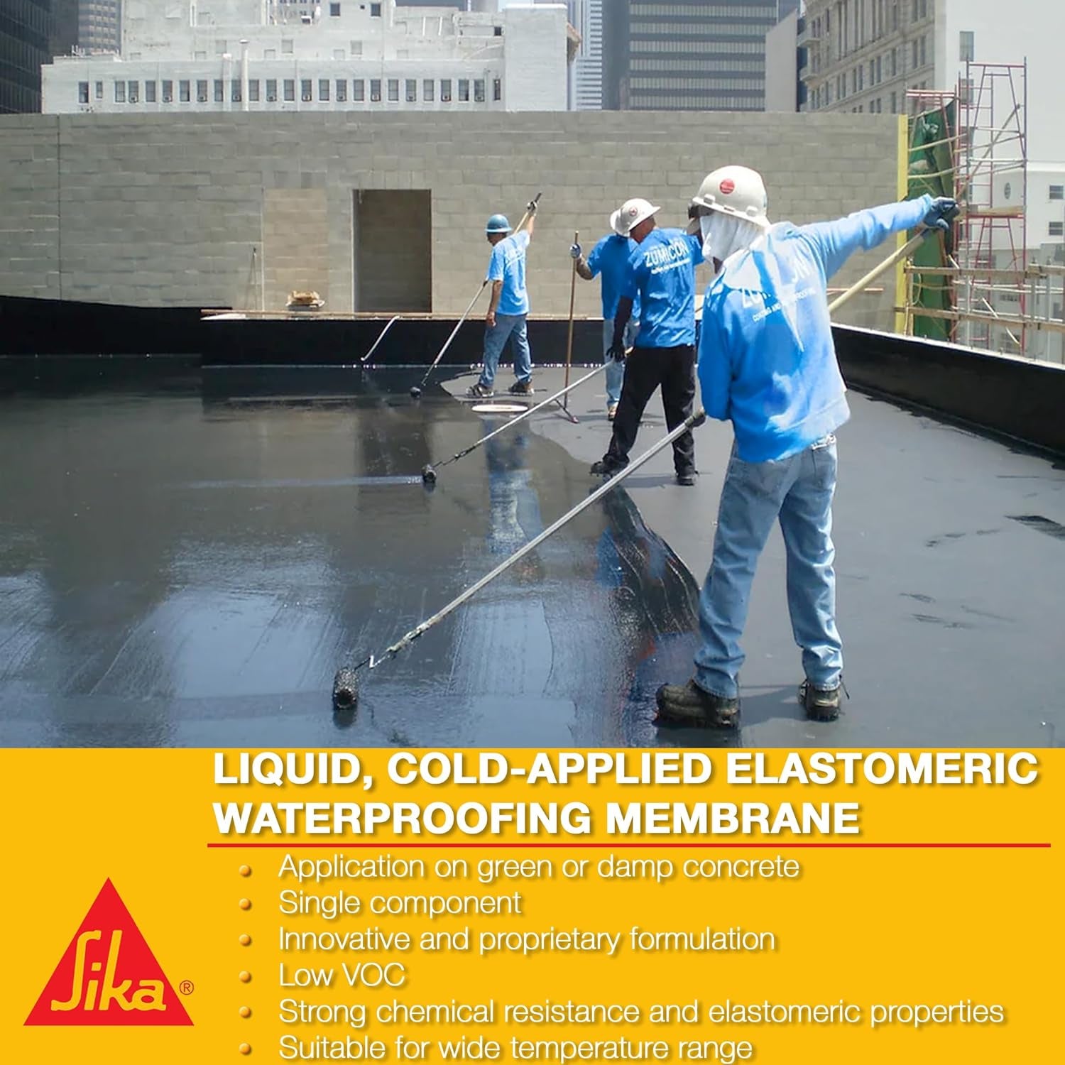 Sikalastic HLM 5000 GC Exterior below Grade Waterproof Coating for Concrete and Foundations, Flexible, Long-Lasting, Asphalt-Modified Polyurethane, 5-Gallon Pail