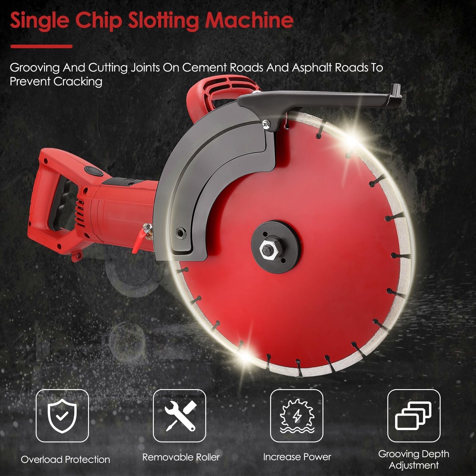 14" Circular Concrete Cut off Saw Wet Dry Concrete Saw Cutter W/Water Pump&Blade