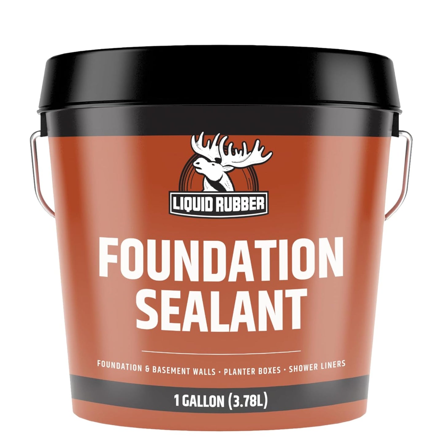 Liquid Rubber Basement and Foundation Repair Sealant - Waterproof Concrete Sealer & Crack Filler - Flexible Coating for Indoor & Outdoor Use - Waterproofing Paint - Black, 5 Gallon