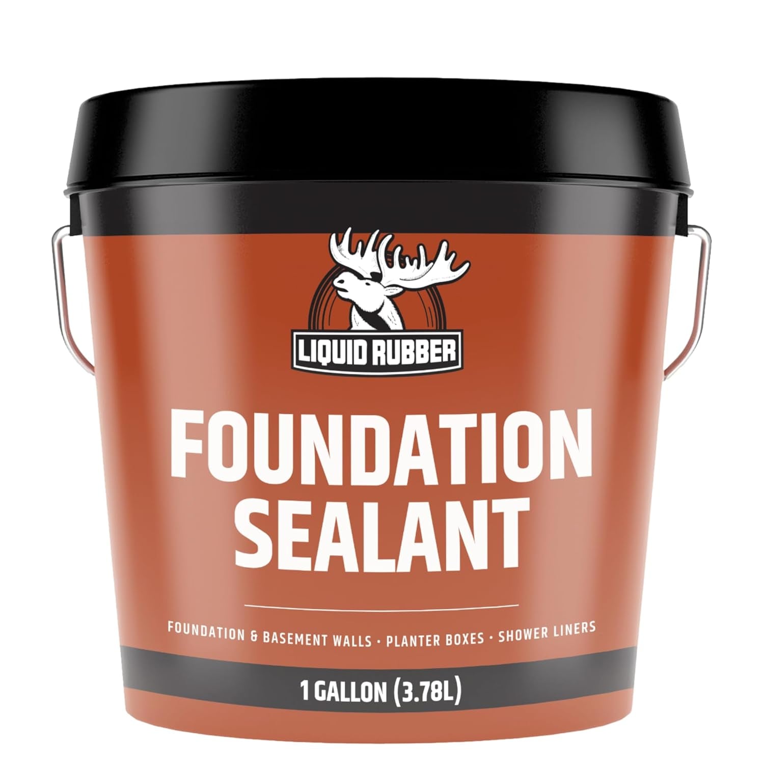 Liquid Rubber Basement and Foundation Repair Sealant - Waterproof Concrete Sealer & Crack Filler - Flexible Coating for Indoor & Outdoor Use - Waterproofing Paint - Black, 5 Gallon