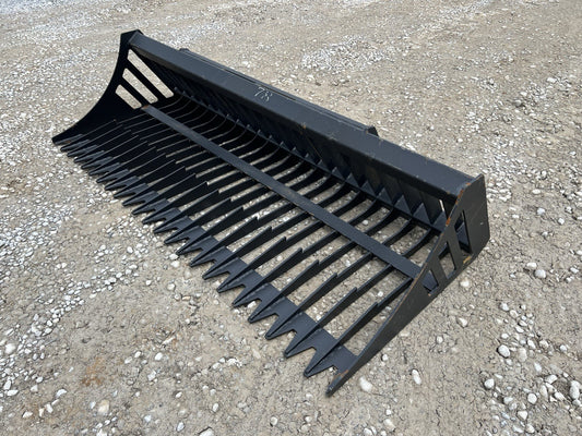 78" Rock Skeleton Bucket Attachment Fits Skid Steer Loader 3" Tine Spacing