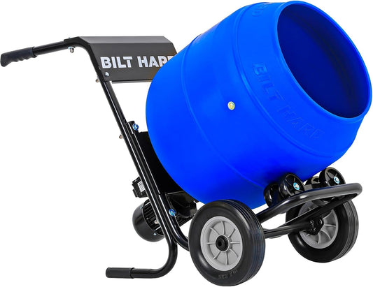 BILT HARD Cement Mixer 4 Cu.Ft. Portable Electric Poly Drum Concrete Mixer, Heavy Duty Power Cement Mixing Machine for Mortar, Stucco and Fodder