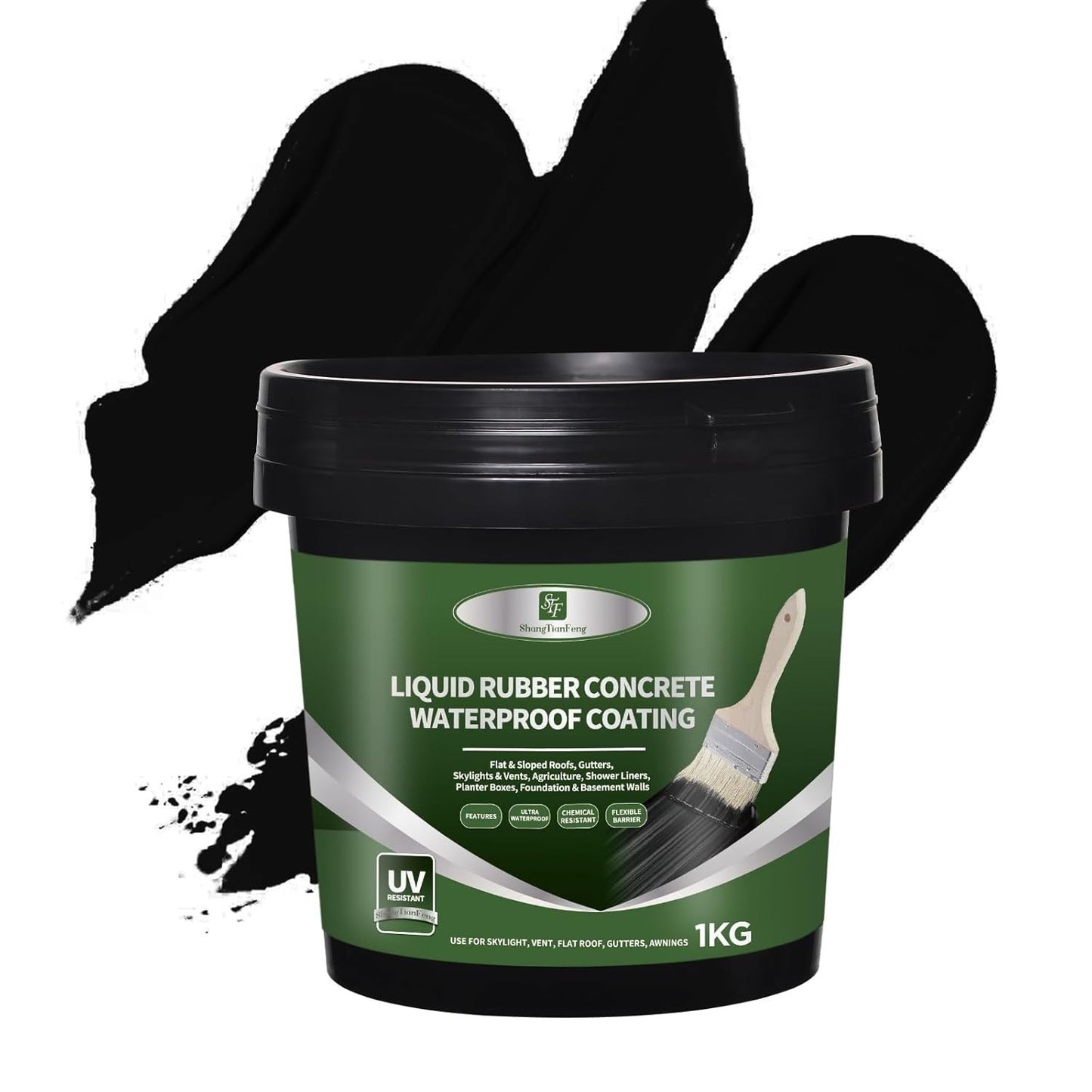 Liquid Rubber Waterproof Sealant-Roof Sealant Waterproof Black,32 OZ Flexib