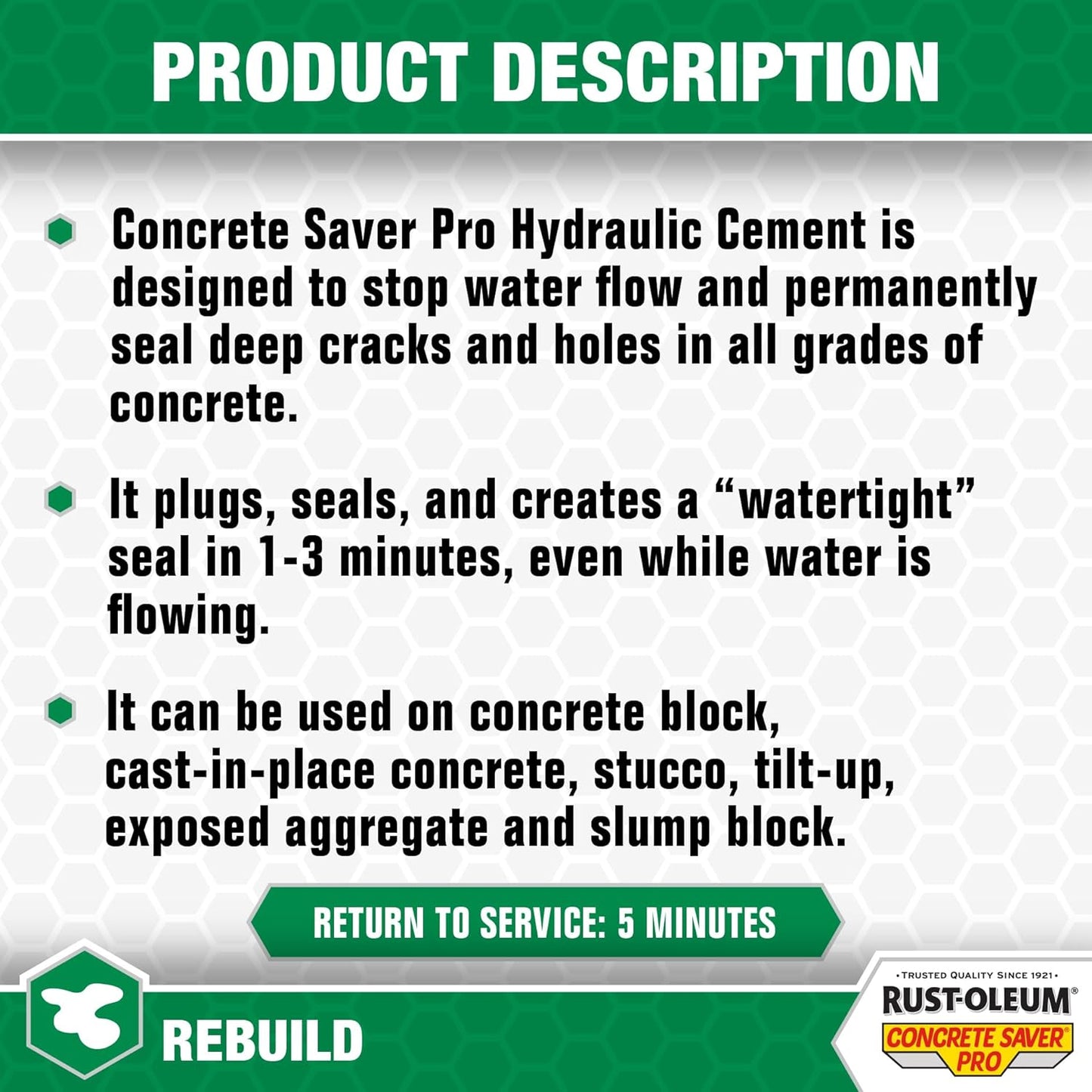 Rust-Oleum Concrete Saver Pro Hydraulic Cement, 20 Lb, Gray
