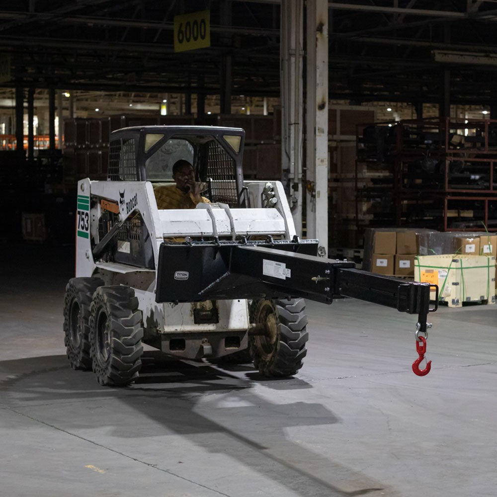 Titan Attachments Skid Steer Adjustable Jib Crane with 3 Ton Hook