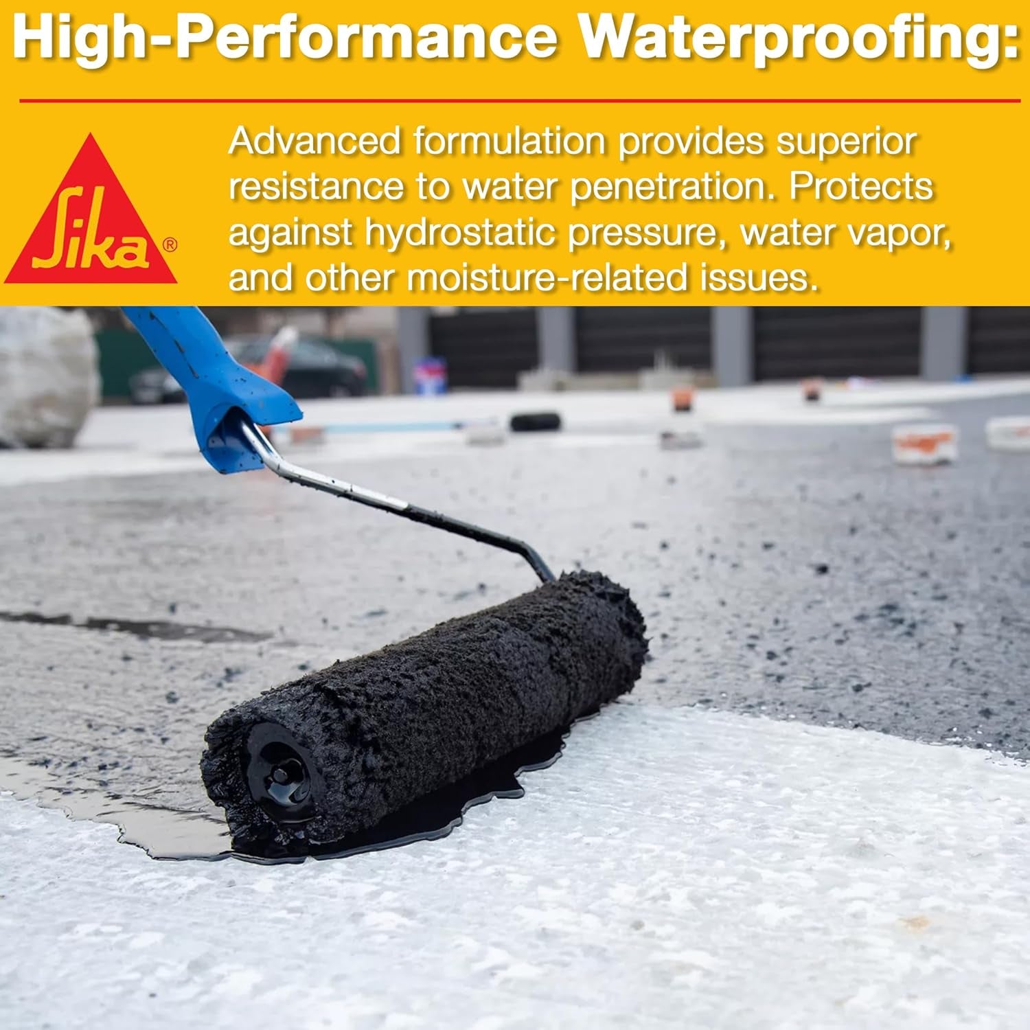 Sikalastic HLM 5000 GC Exterior below Grade Waterproof Coating for Concrete and Foundations, Flexible, Long-Lasting, Asphalt-Modified Polyurethane, 5-Gallon Pail