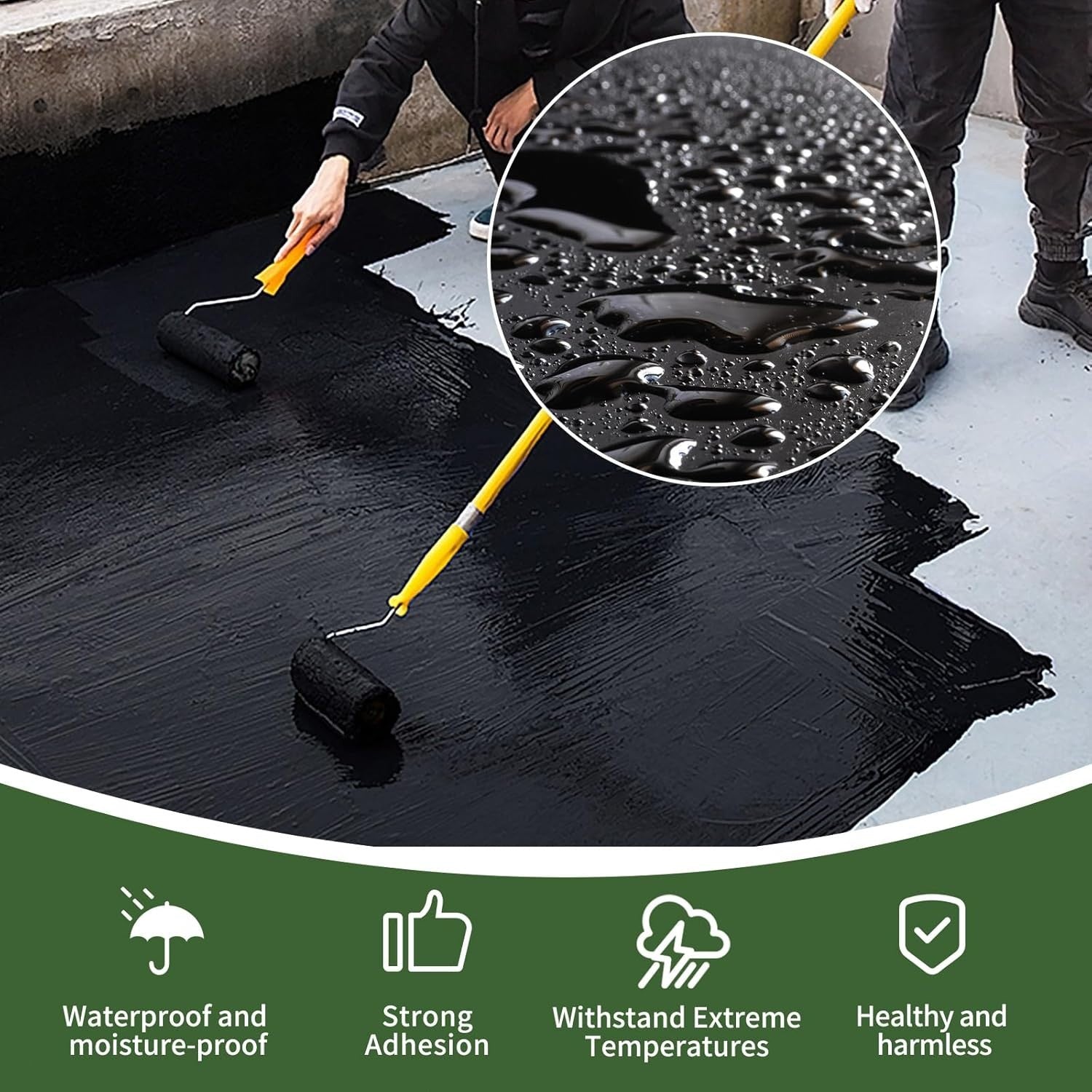 Liquid Rubber Waterproof Sealant-Roof Sealant Waterproof Black,32 OZ Flexib