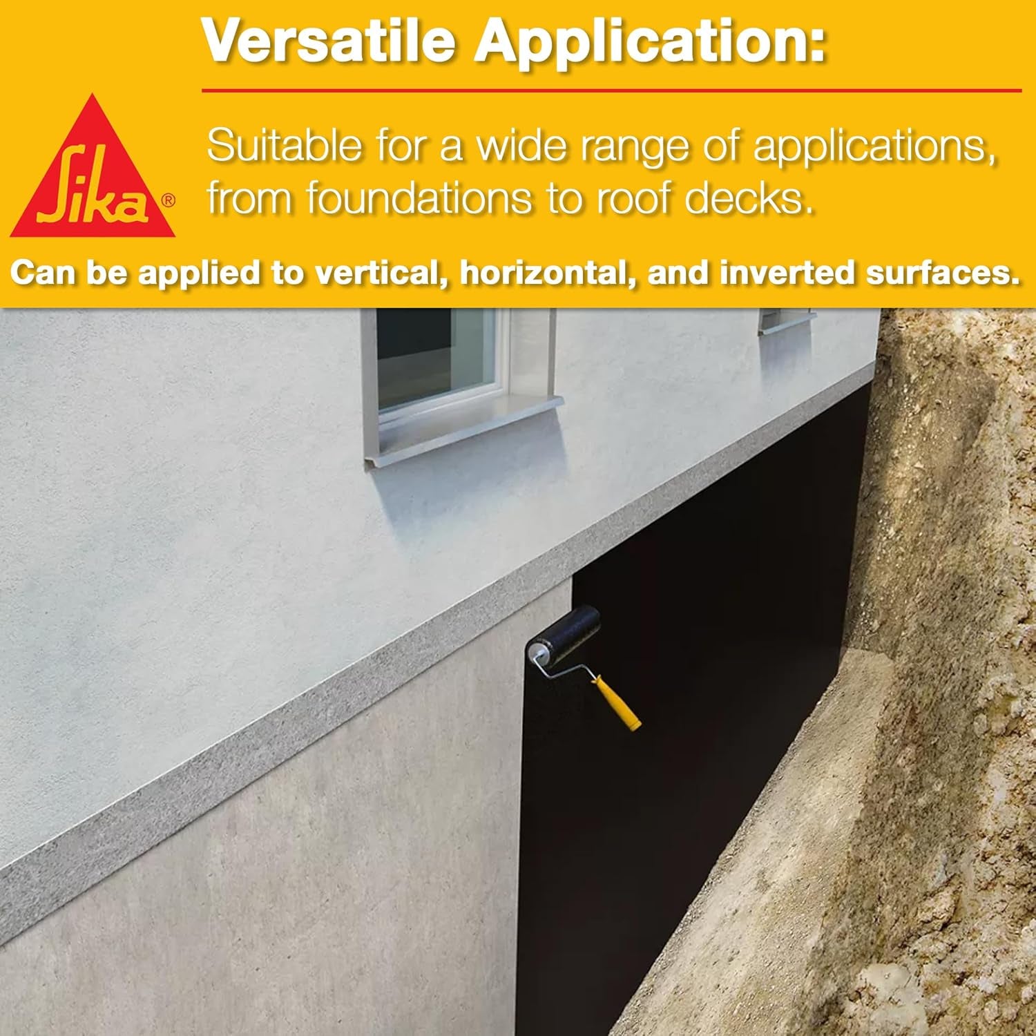 Sikalastic HLM 5000 GC Exterior below Grade Waterproof Coating for Concrete and Foundations, Flexible, Long-Lasting, Asphalt-Modified Polyurethane, 5-Gallon Pail