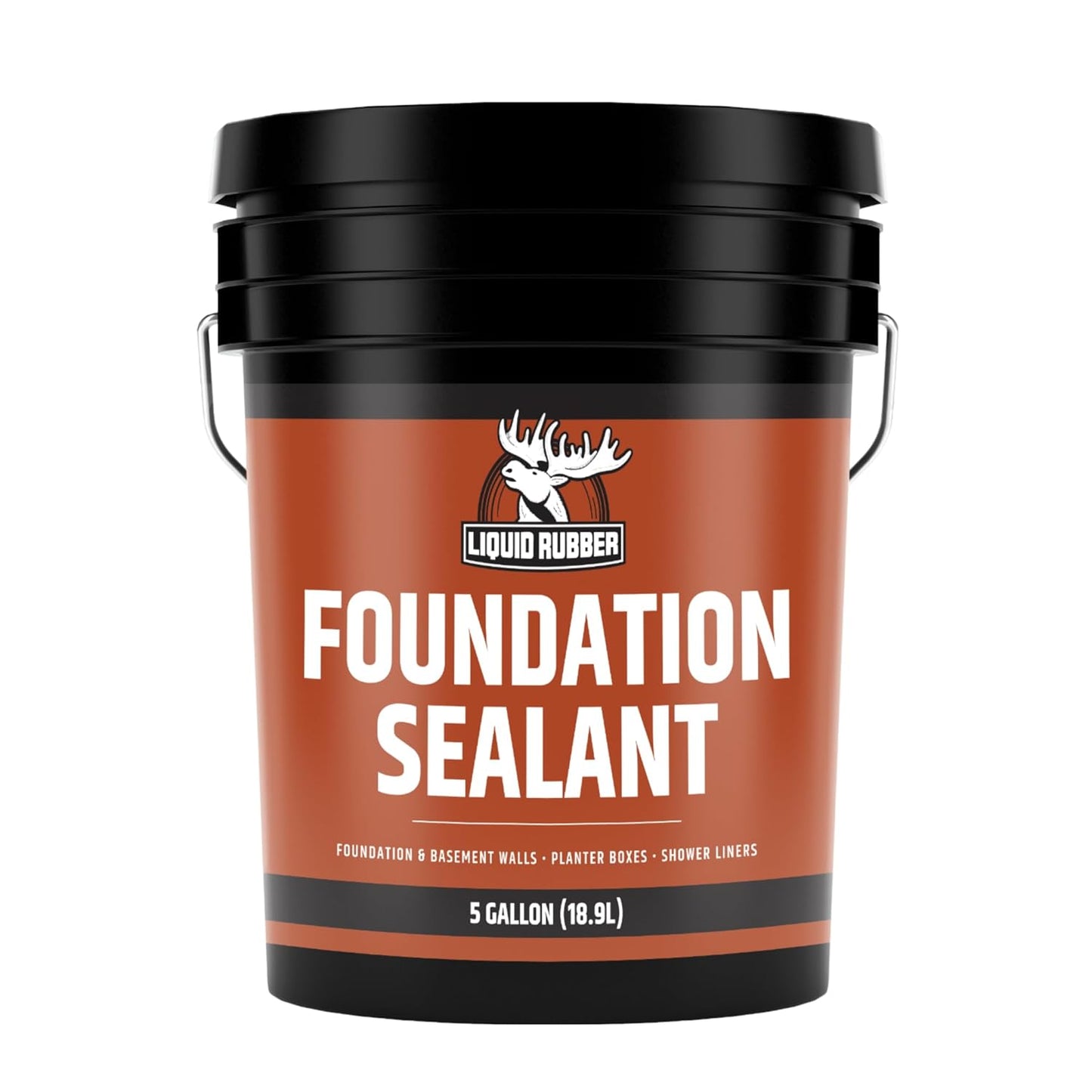 Liquid Rubber Basement and Foundation Repair Sealant - Waterproof Concrete Sealer & Crack Filler - Flexible Coating for Indoor & Outdoor Use - Waterproofing Paint - Black, 5 Gallon