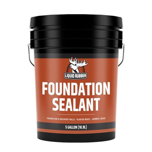 Liquid Rubber Basement and Foundation Repair Sealant - Waterproof Concrete Sealer & Crack Filler - Flexible Coating for Indoor & Outdoor Use - Waterproofing Paint - Black, 5 Gallon