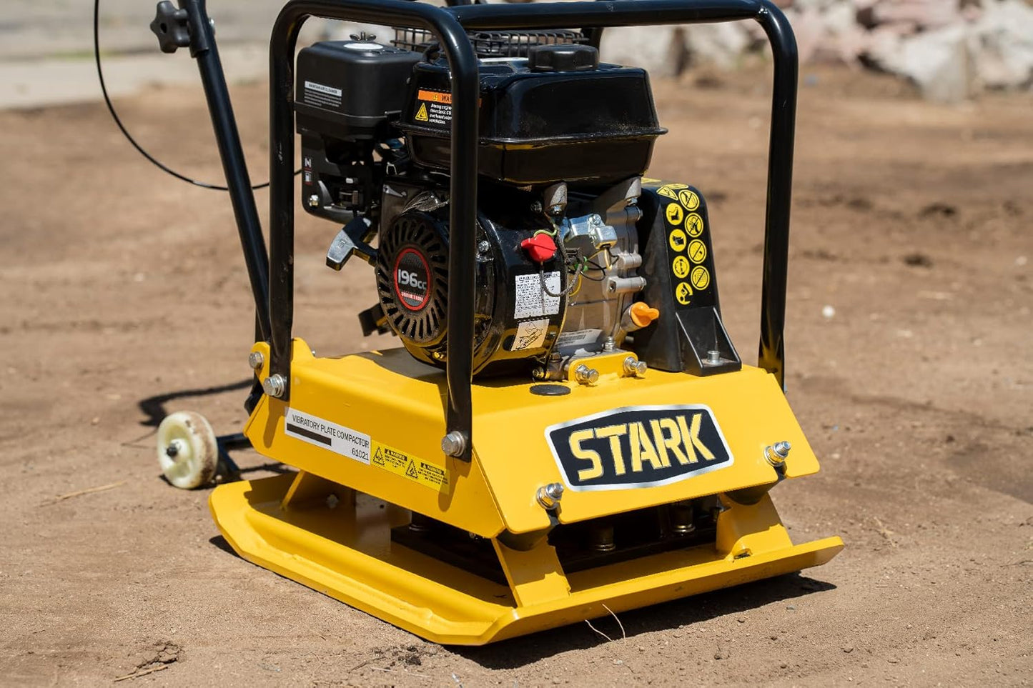 Stark USA Stark 6.5Hp Walk-Behind Vibration 21Inches X 21Inches Plate Compactor 2248Lbs Force 196Cc Engine Motor Vibratory Tamper Power Paver